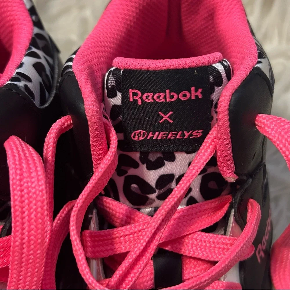 Reebok X Heelys High Top‎ Shoe Youth 4 Womens 6 Black Pink Leopard NO WHEELS